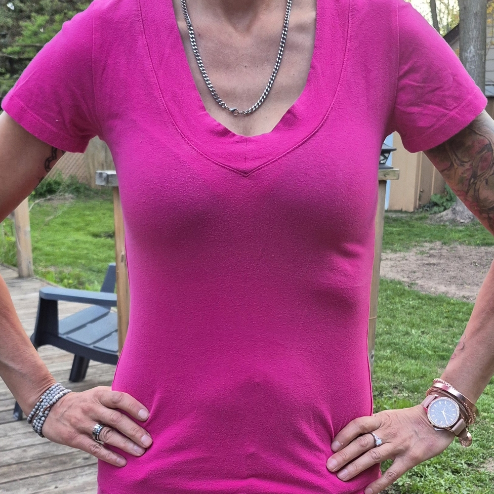 Women's Pink V-Neck Top